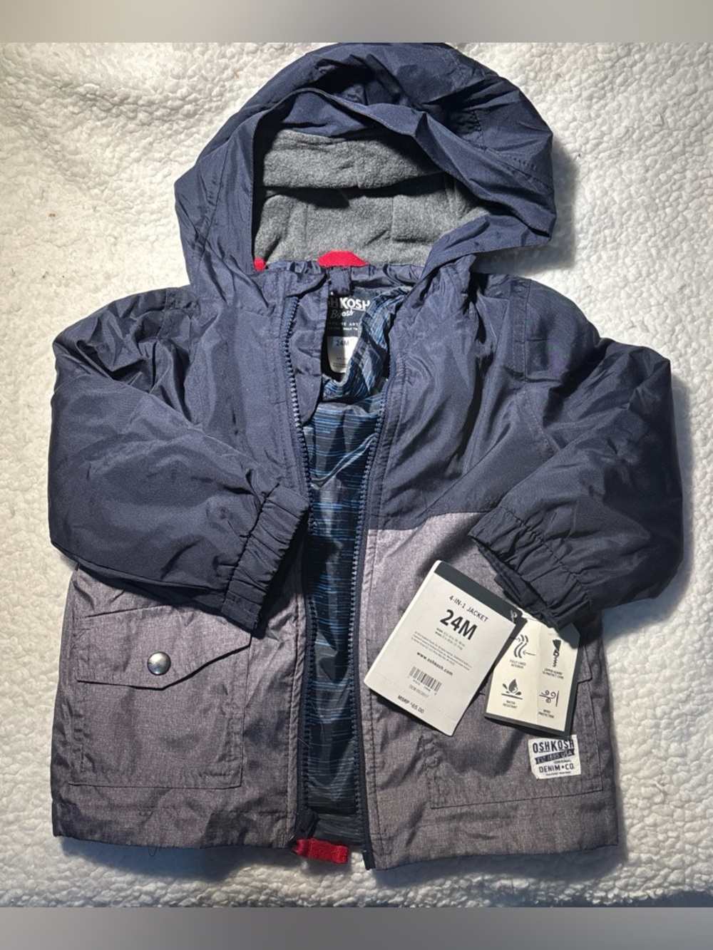 OshKosh B'gosh 4-in-1 Navy & Gray Hooded Raincoat
